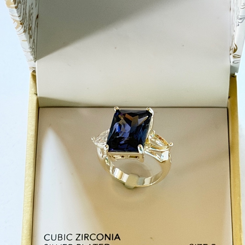 Charter Club Silver Ring with Blue Stone Size 5